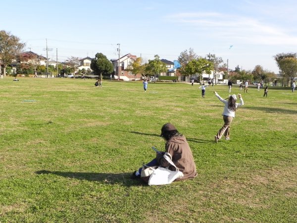 広々とした会場で様々な形の鳥凧が飛んでいるには、圧巻です