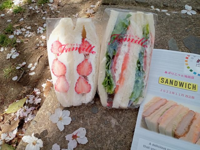 【池田】池田駅前公園で人気店のサンドイッチをパクリ♪春休みの一日、娘と桜を愛でながら