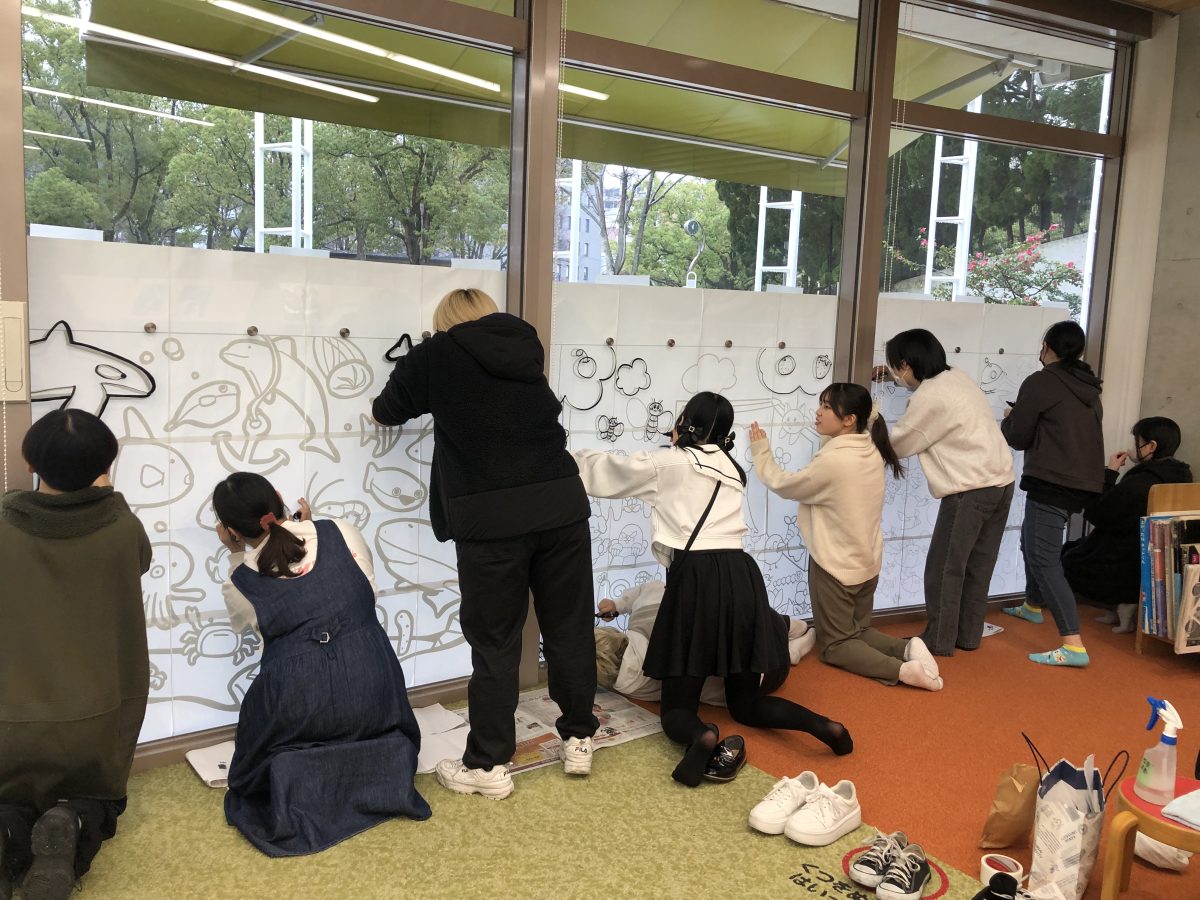 ※一番最初の準備　大阪アニメーションカレッジ専門学校の「ガラス絵」仕込みは２月１９日でした・・・。