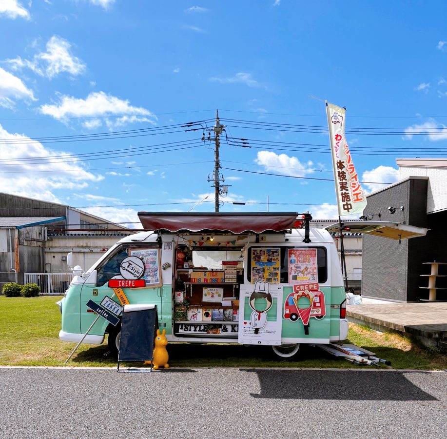 パティシエ体験後は映え写真がキッチンカー前で撮れる撮影ブースもありました♡