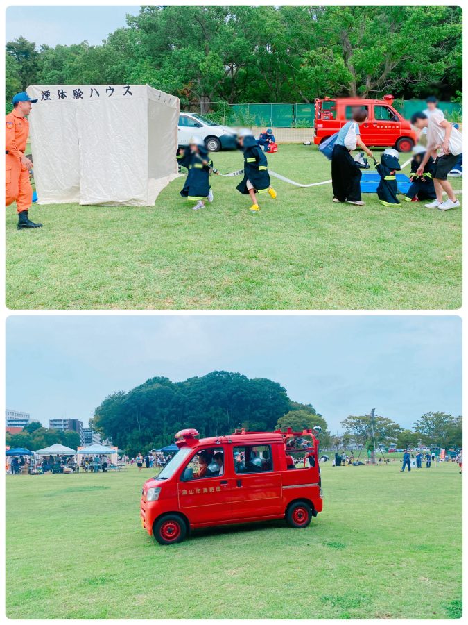 子ども職業体験【消防士】ブースは流山市消防本部も参加、約30分の消防士職業体験は各回全て満員御礼！体験後は消防士の認定証が交付されました⭐︎