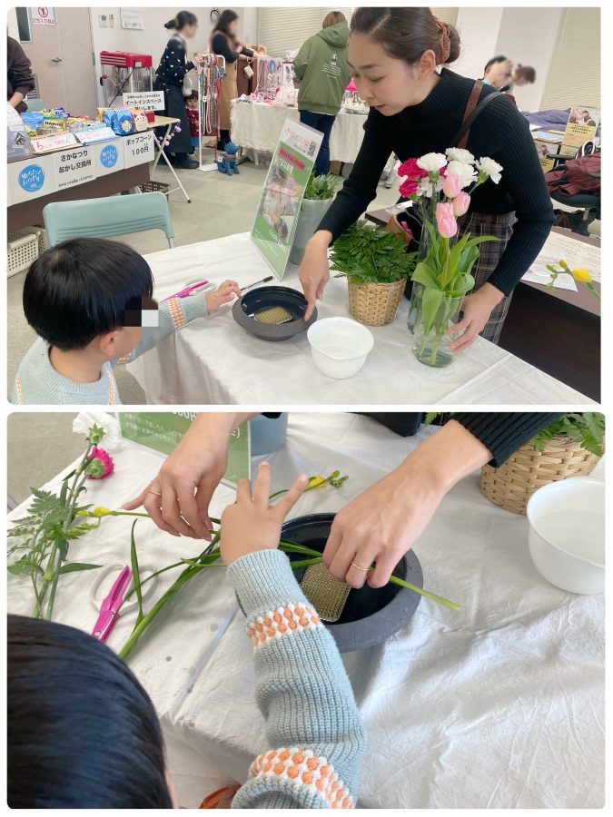 【花育いけばなLABO】花農家さんのお花を自由に選んで『生け花体験』〜６歳息子が初挑戦しました！丁寧に1つ1つお花の説明をしてもらいながら真剣に〜