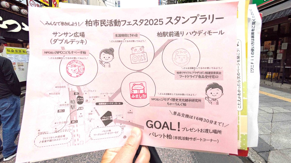 スタンプ押印済みのスタンプラリー台紙