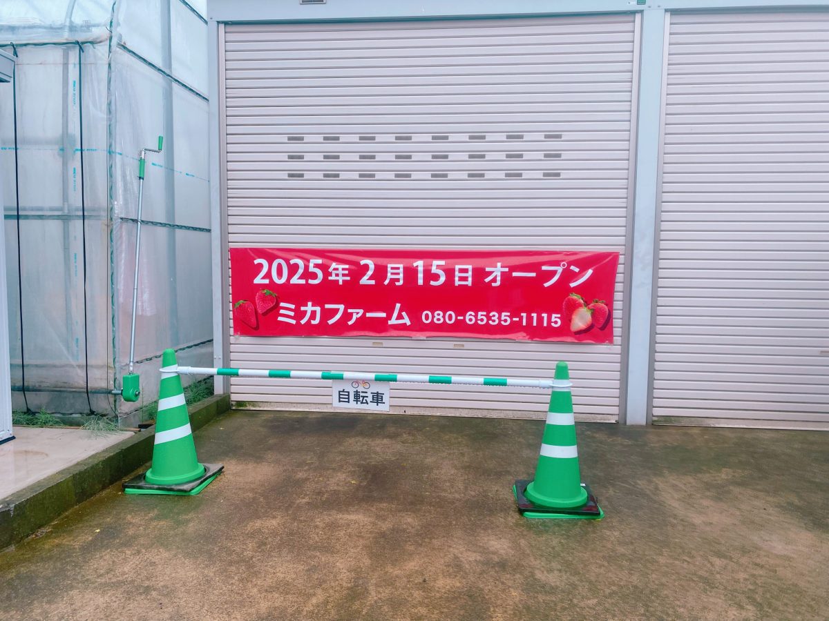 駐輪場は敷地内、ビニールハウス横にありました