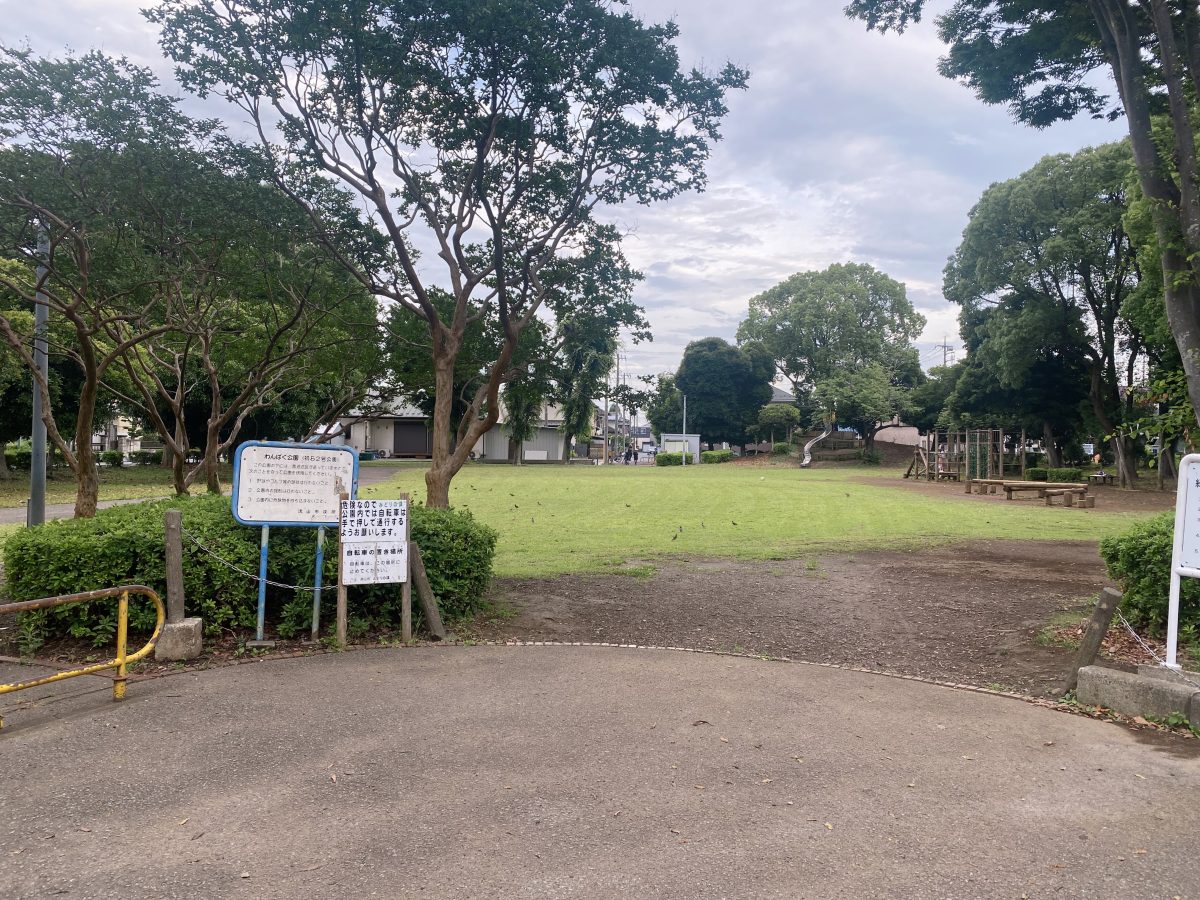 入った瞬間、緑と風が気持ちいい！開放感のある公園入り口