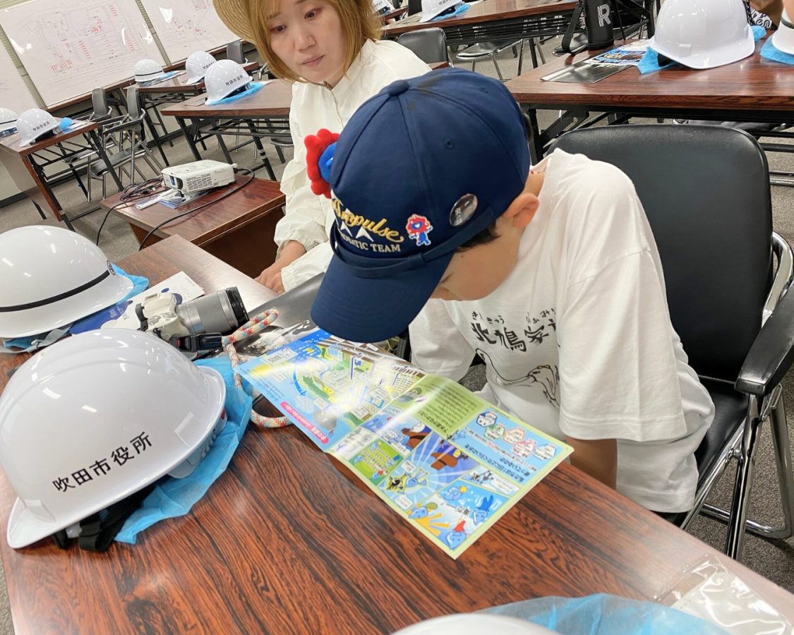 まずはお勉強タイム！下水処理だけじゃなく、浸水対策もしていると知って息子もびっくり！