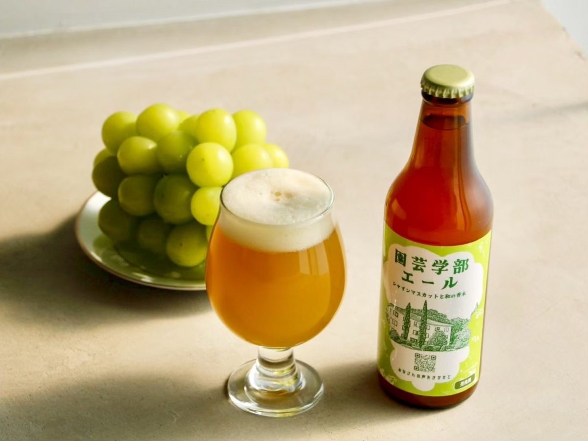 松戸キャンパス産シャインマスカットを使用したクラフトビール「園芸学部エール」