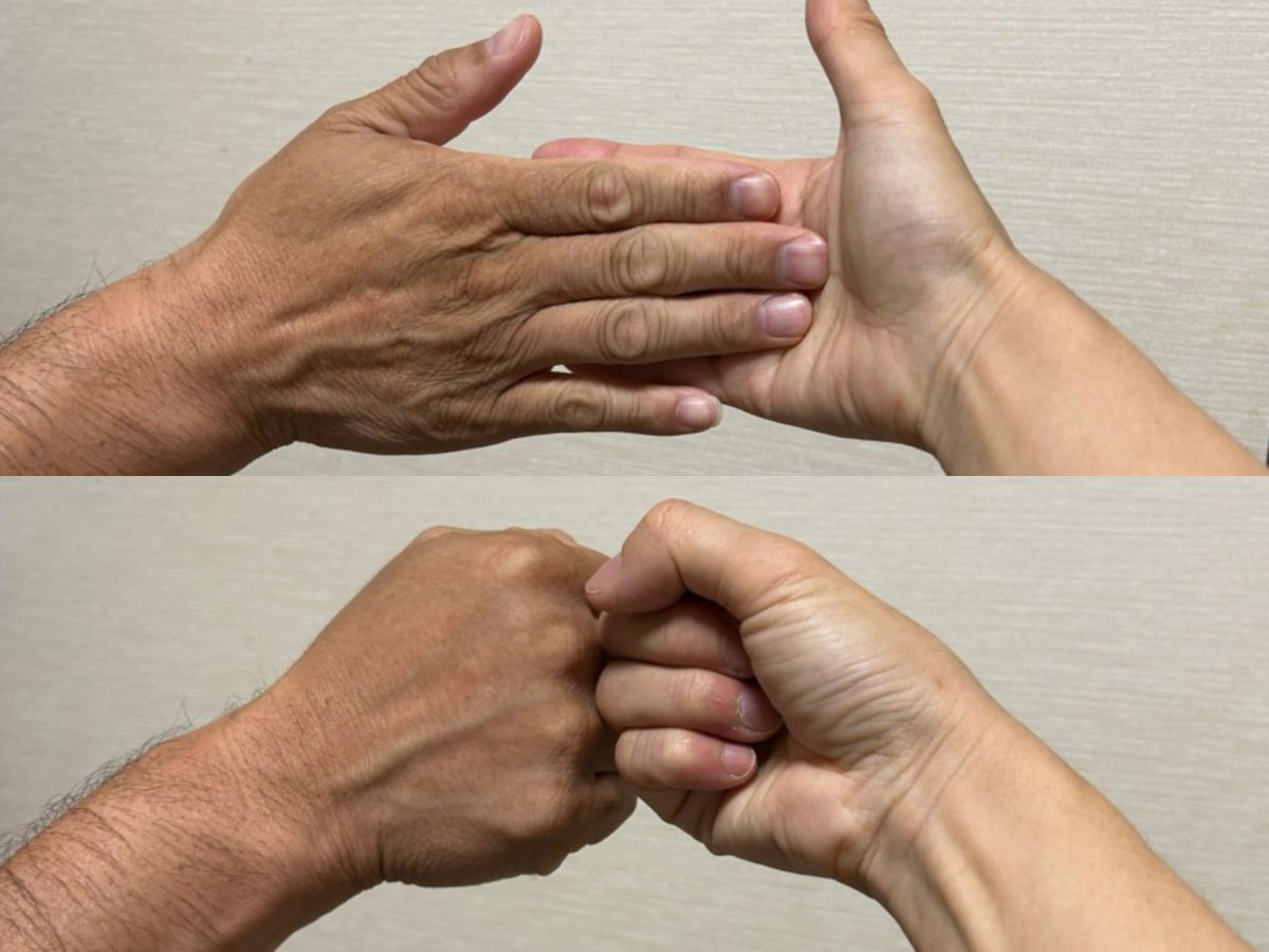 slap and fist bump　世界中のブラジリアン柔術をする人の　挨拶です