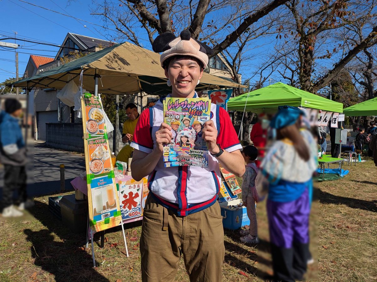 「ジャンボリーズ from リカダイ」のこうたさん。午前はうんがいい朝市で、午後は東京理科大の学祭でジャンボリ・ミッキーを踊りました。