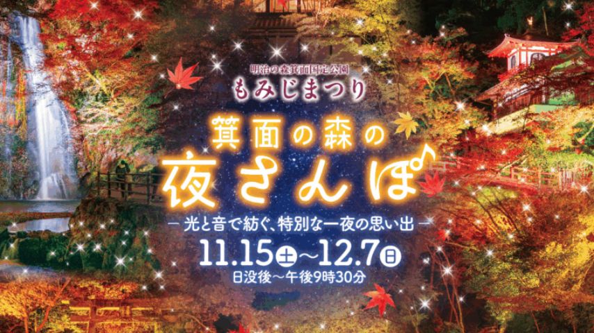 【箕面市】光と音がつくる秋の夜。明治の森箕面国定公園「もみじまつり2025」11月15日（土）〜12月7日（日）開催
