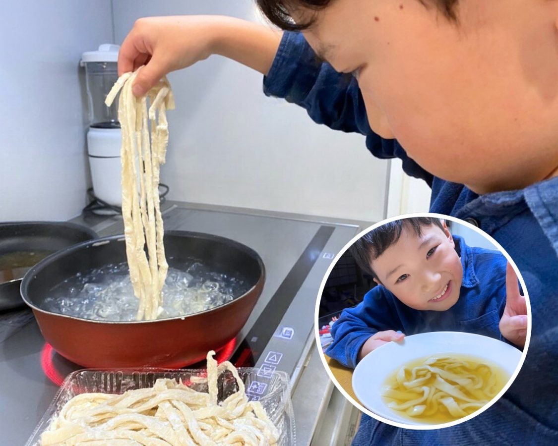 その日の夜は、家族で実食。自分で作ったうどんは格別でした