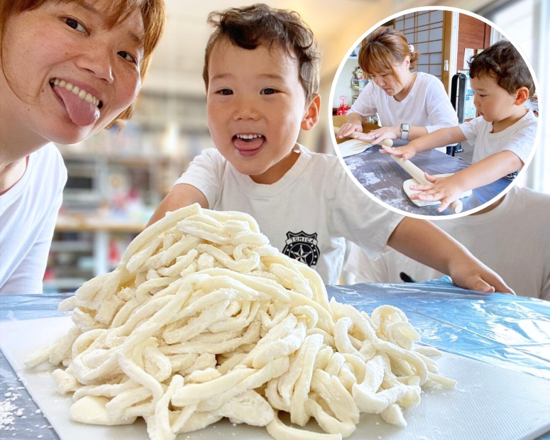 3歳の頃のうどん作り。あの頃から、こんなに大きくなりました