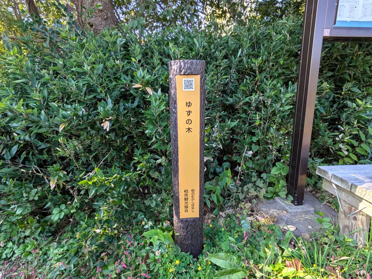 名戸ヶ谷ビオトープにあるQRコード付きの看板