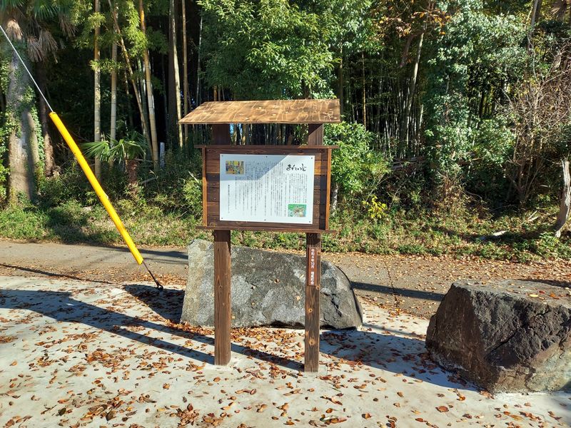 妙見堂跡に建てられた「まれいど」の看板。「柏むかしばなし」のスポットのひとつです。