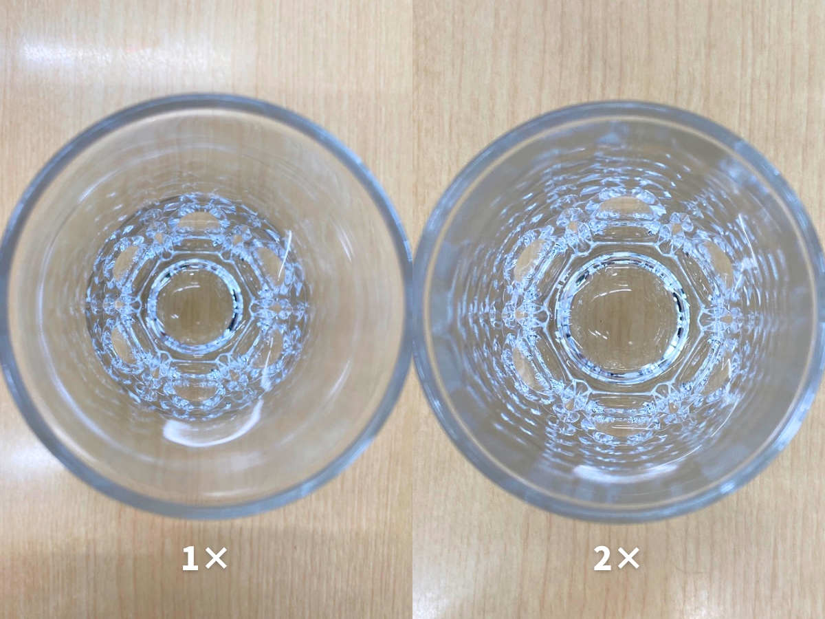 1×（広角）と2×で撮り比べ。同じ位置から撮るだけでも、印象の違いがよく分かります。