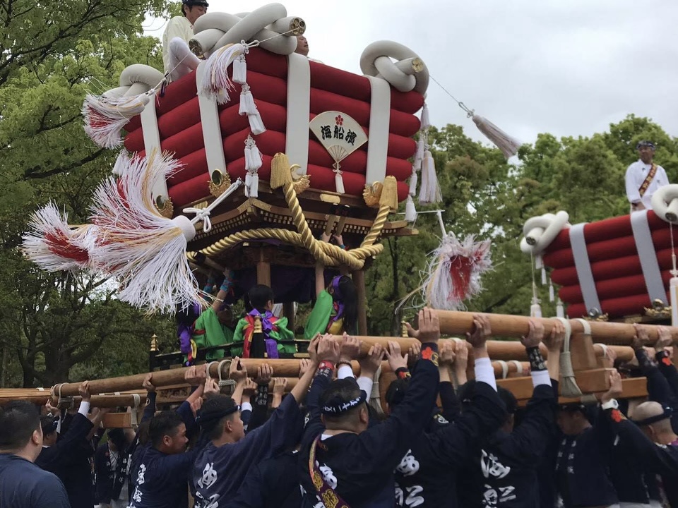 はっぴにねじりハチマキ 祭りですね～ 太鼓の房もキレイ　＊画像提供