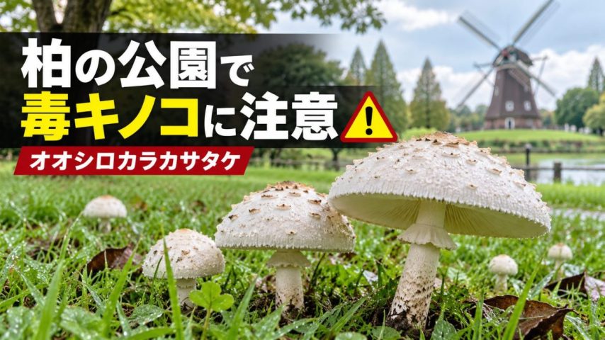 【柏市】公園の芝生に毒キノコ　「オオシロカラカサタケ」に注意